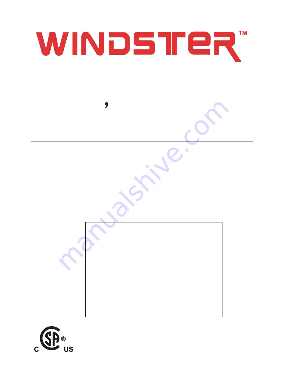 Windster WS-5830SS User Manual Download Page 1