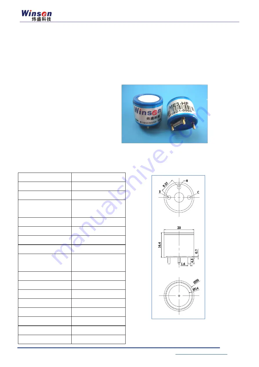 Winsen ME3-HF Manual Download Page 3