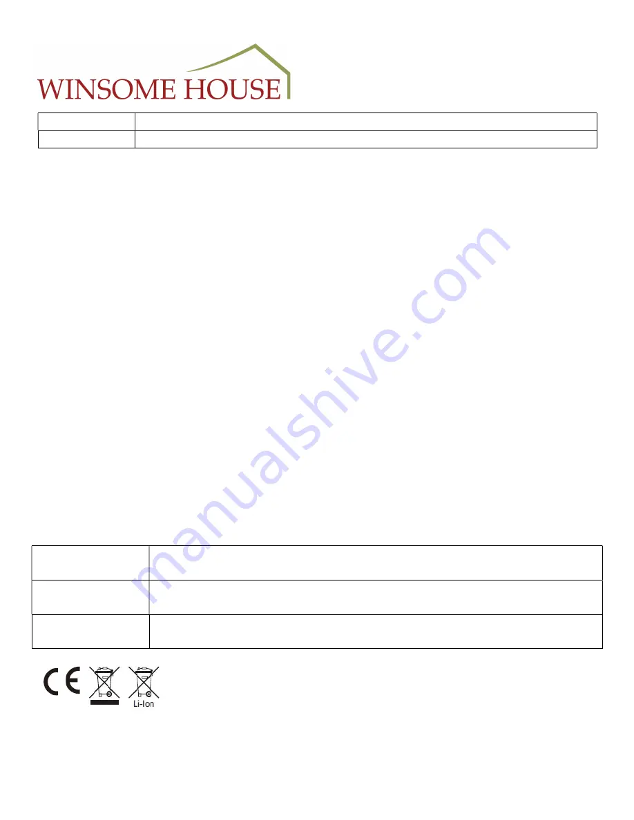 Winsome house WHSL433 Instruction, Use & Care Manual Download Page 3