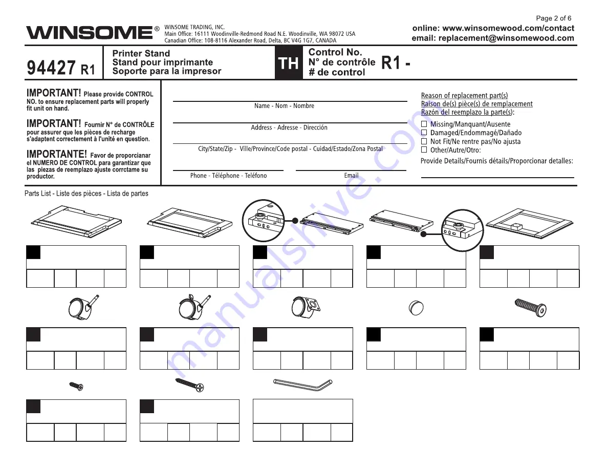 Winsome 94427 Assembly Instructions Manual Download Page 2