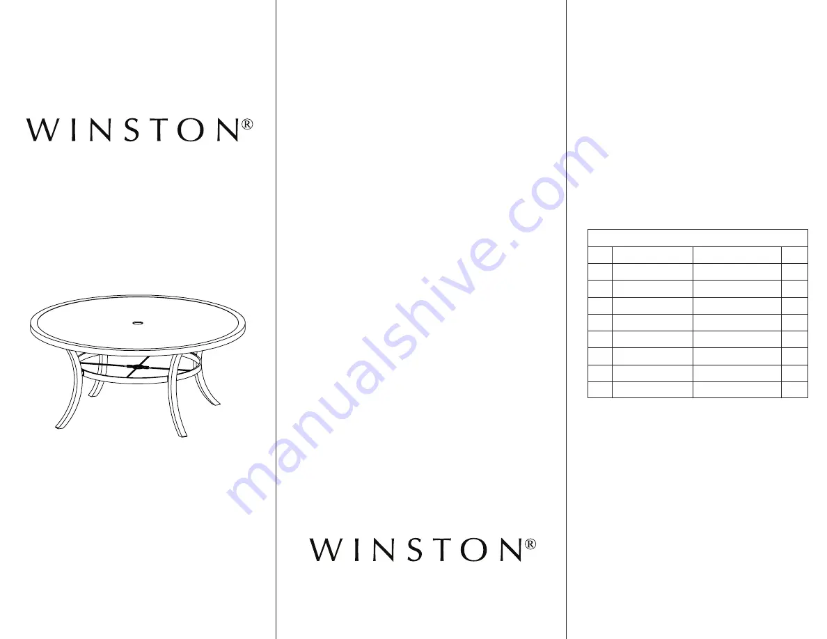 Winston HQ3060WTK Assembly Instructions Download Page 2