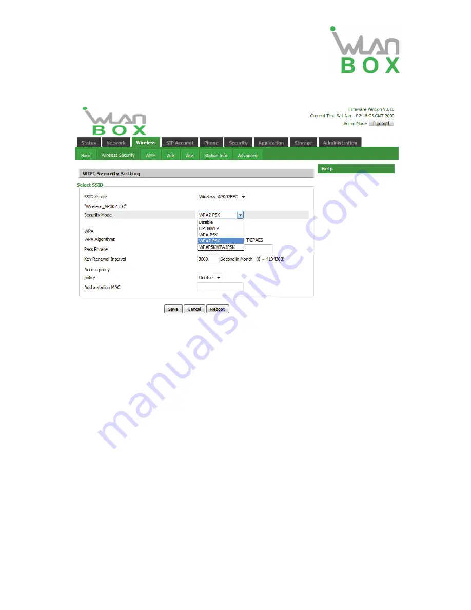 Wlan BOX WB100A User Manual Download Page 22