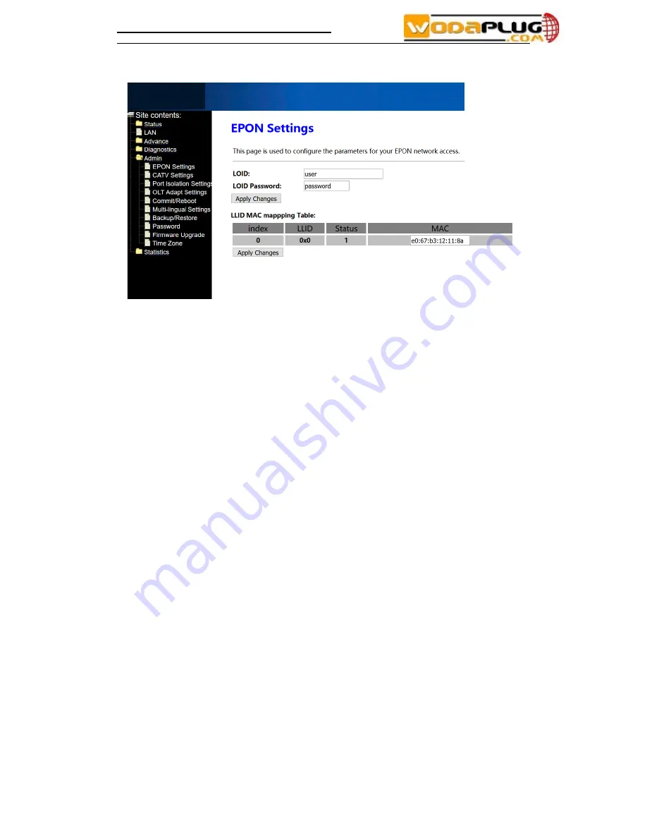 Wodaplug WDS600-104GH-R220 EPON ONU User Manual Download Page 16