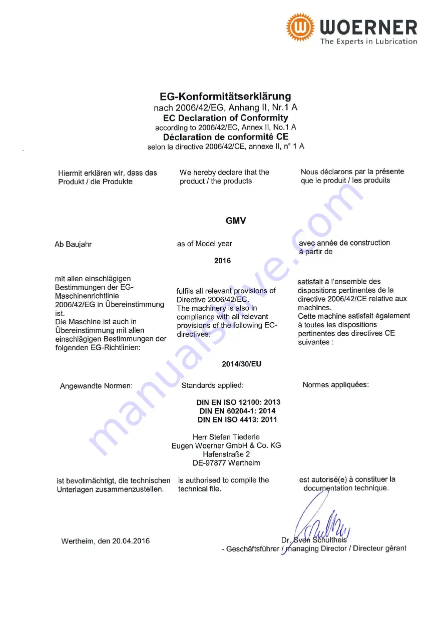 WOERNER GMV-B Translation Of The Original Operation Manual Download Page 28