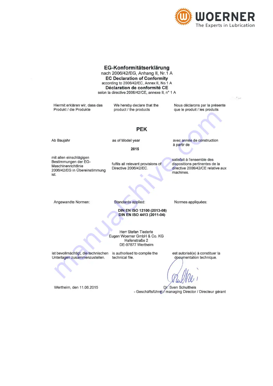 WOERNER PEK Translation Of The Original Operation Manual Download Page 25