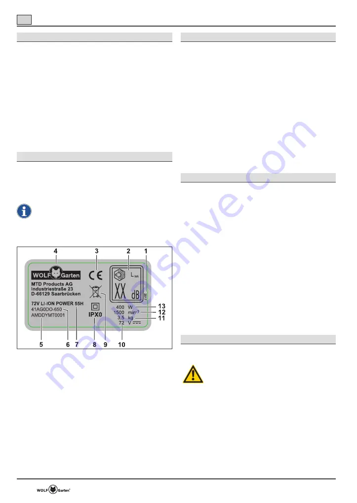 Wolf Garten 72V Li-ION POWER 55H Скачать руководство пользователя страница 128