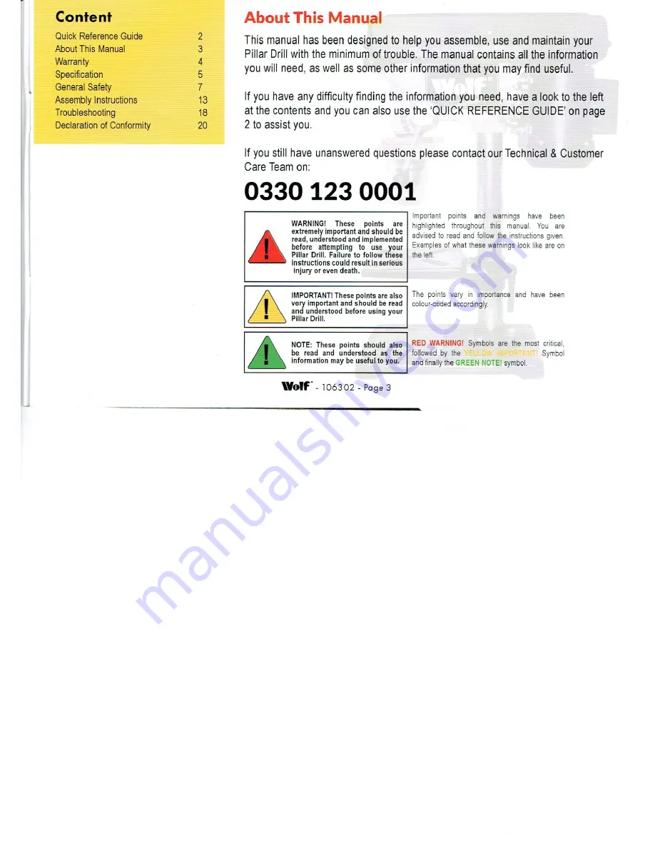 Wolf 106302 User Manual Download Page 3