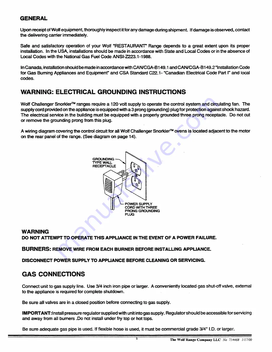 Wolf CHR Installation & Operation Owner'S Manual Download Page 5