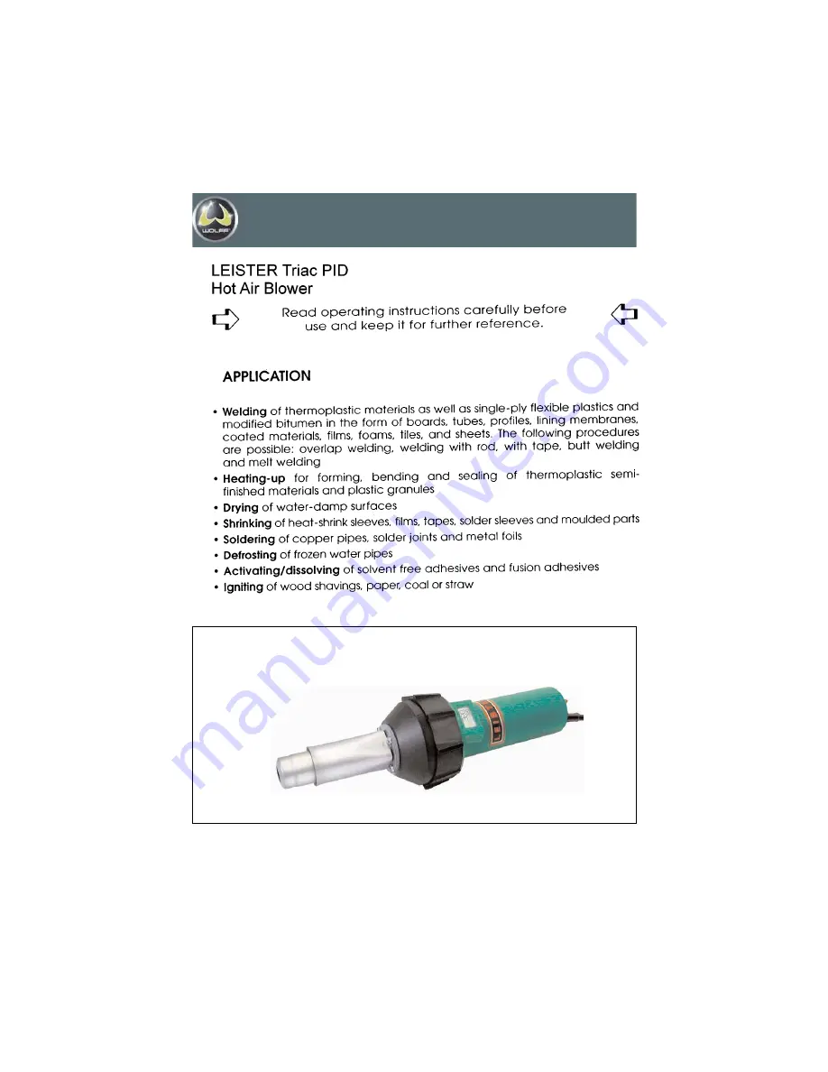 WOLFF Leister Triac PID Operating Manual Download Page 6