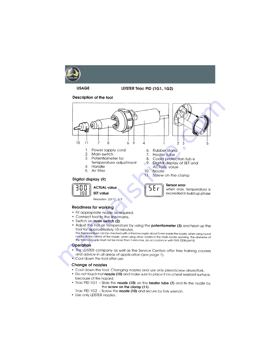 WOLFF Leister Triac PID Скачать руководство пользователя страница 8