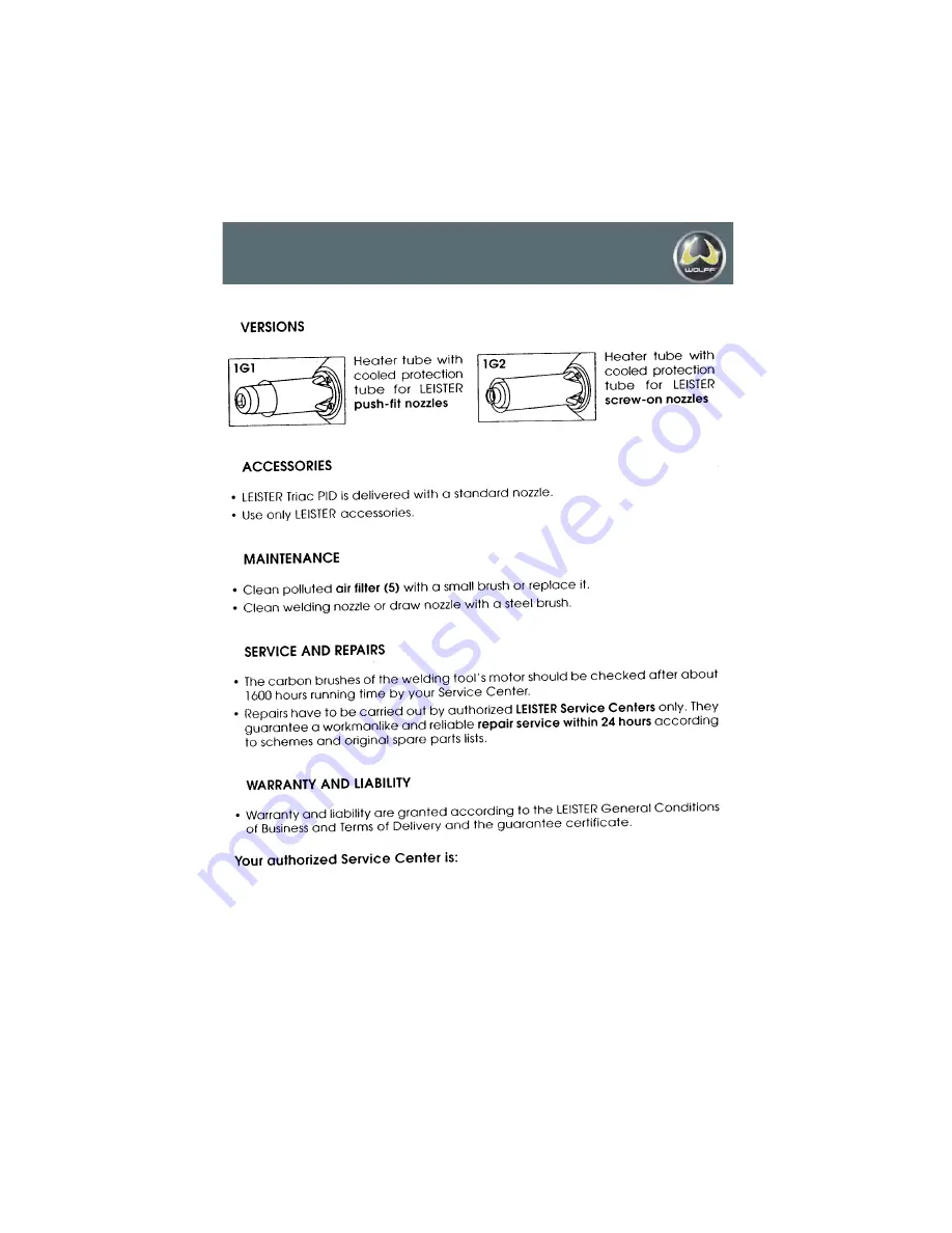 WOLFF Leister Triac PID Operating Manual Download Page 9