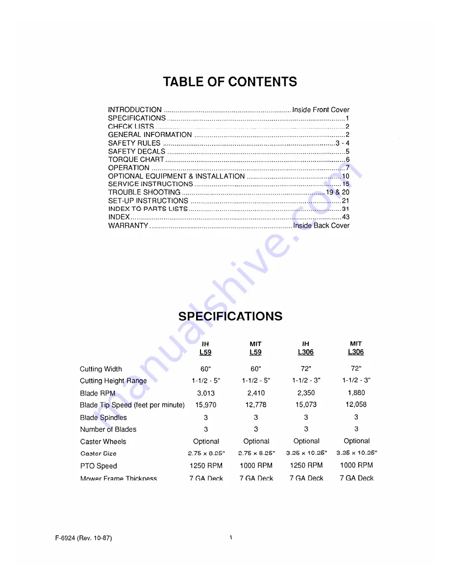 Woods L306 Operator'S Manual Download Page 3