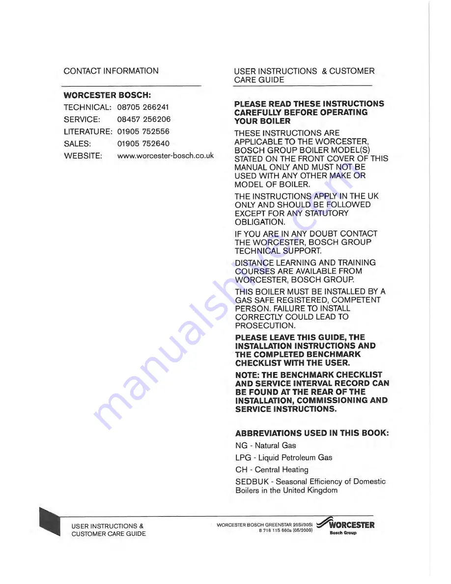 Worcester GREENSTAR 25Si User Instructions Download Page 4