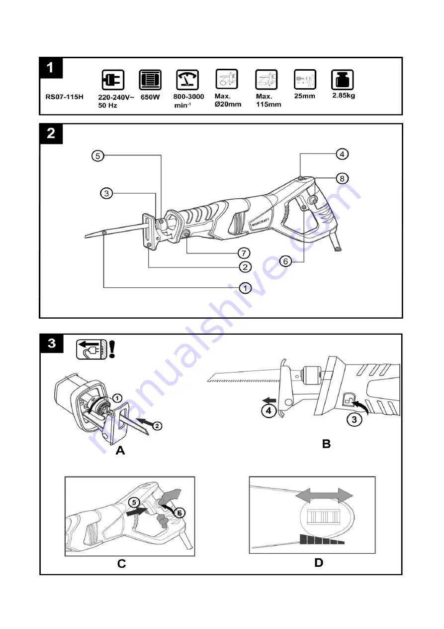 Worcraft PROFESSIONAL RS07-115H Instruction Manual Download Page 2