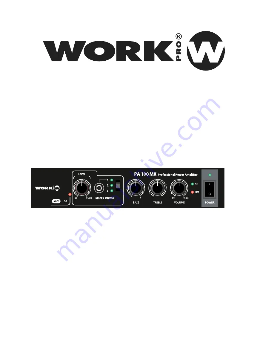 Work Pro PA 100 MX User Manual Download Page 1