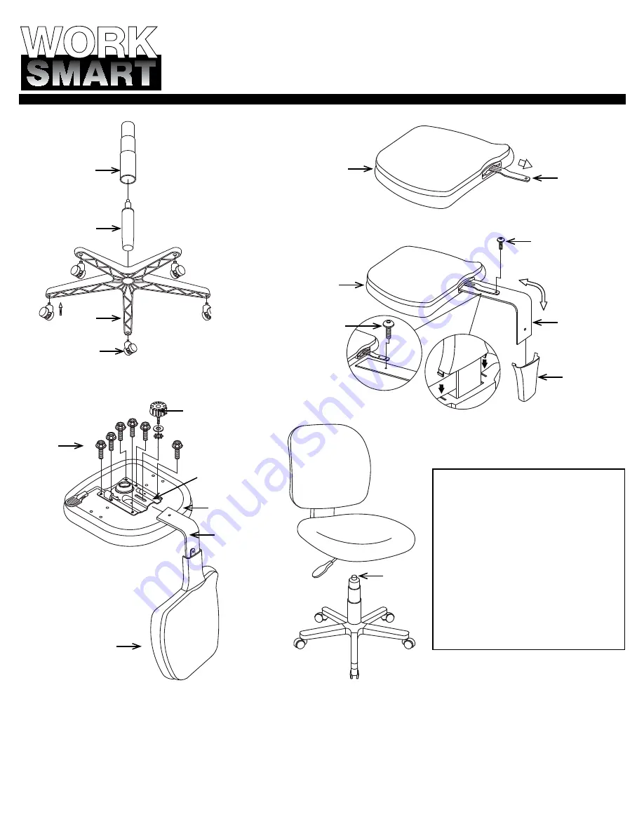 Work Smart Pneumatic Task Chair Operating Instructions Download Page 2