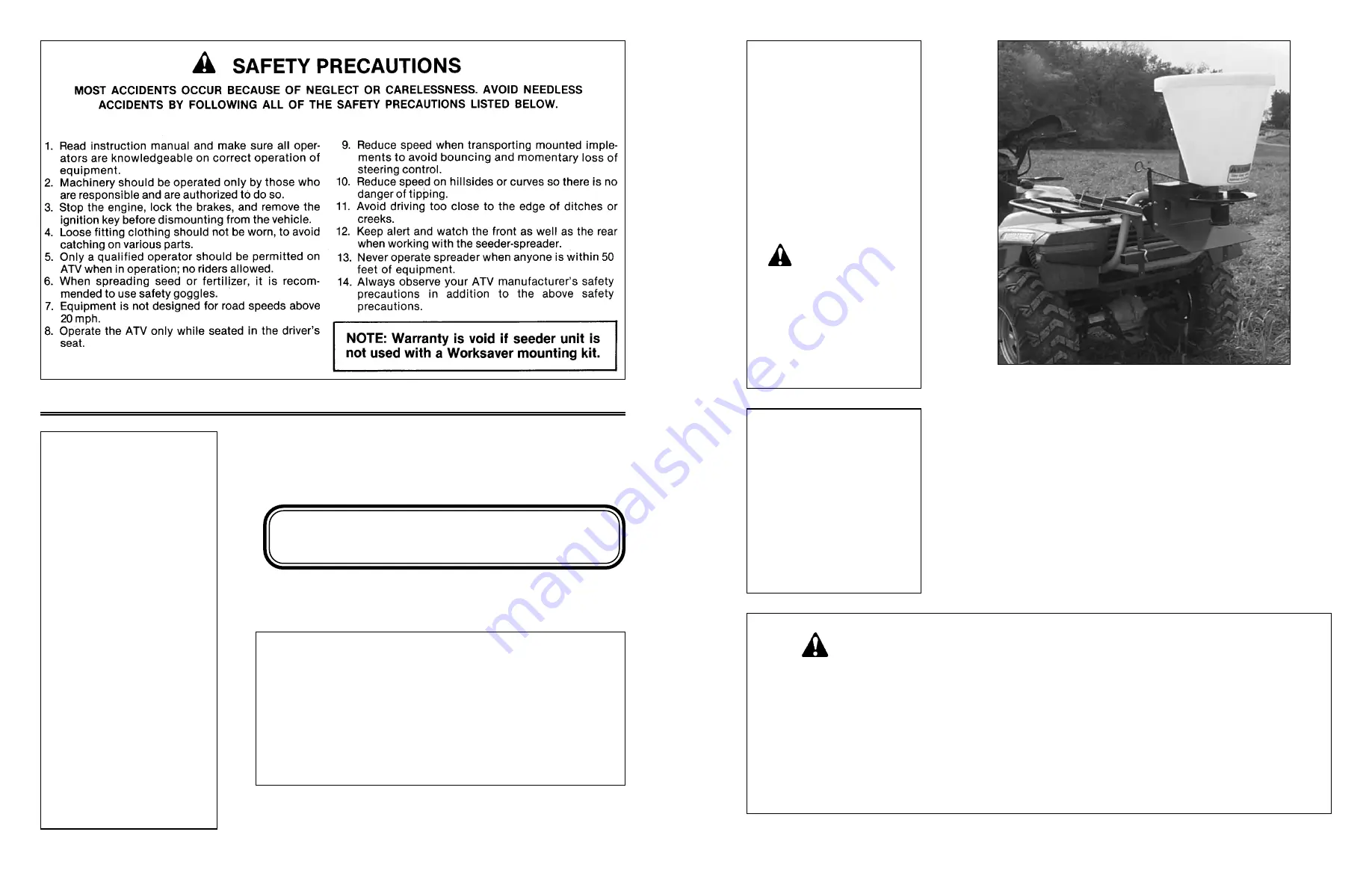 Worksaver ATVK-400 Owner'S/Operator'S Manual Download Page 12