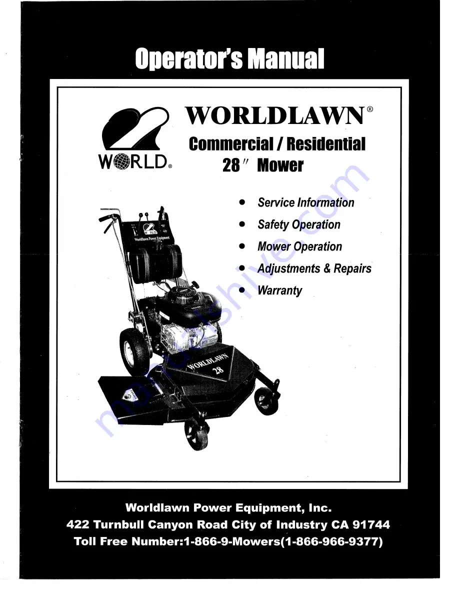 Worldlawn WY28 series Operator'S Manual Download Page 1