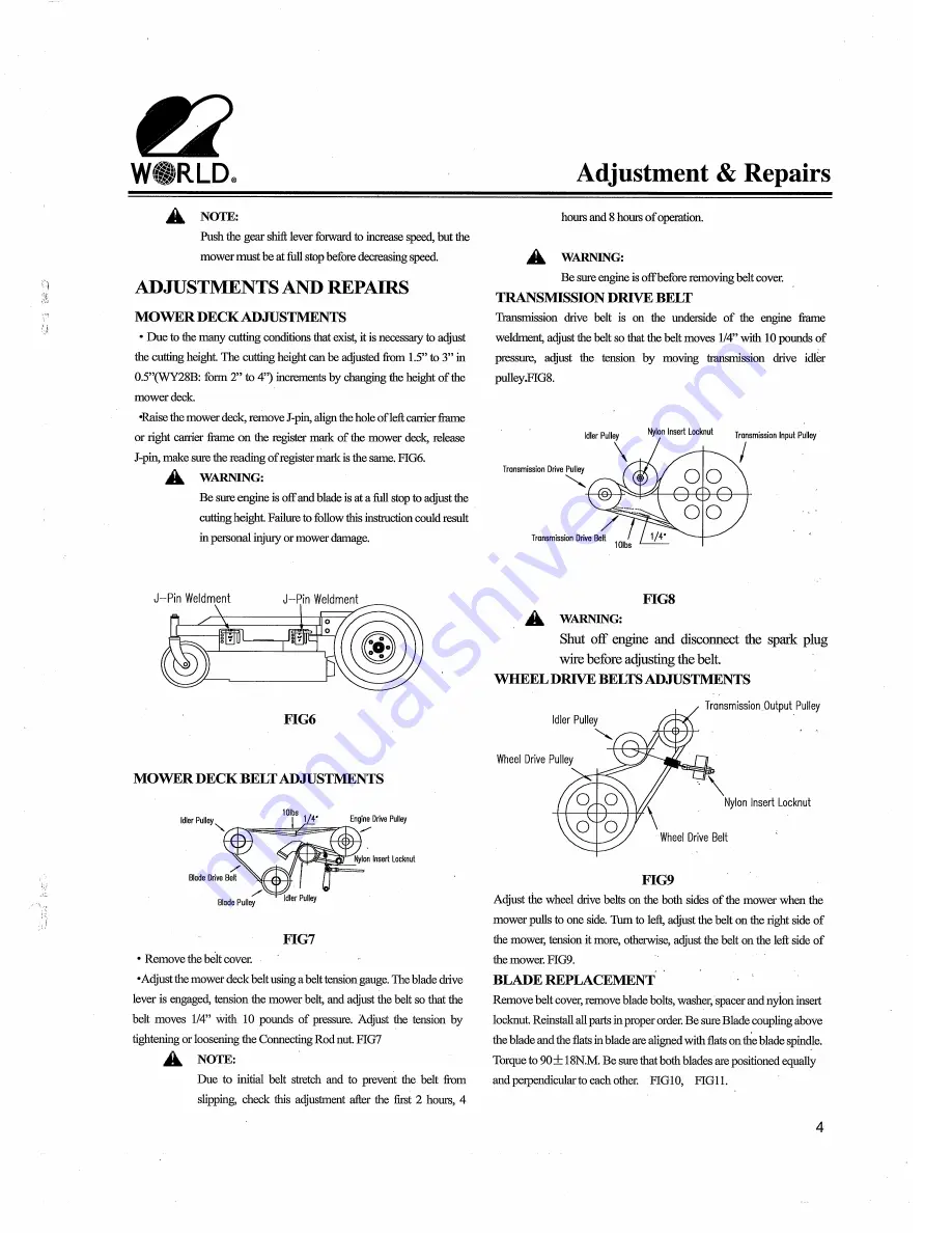 Worldlawn WY28 series Operator'S Manual Download Page 7