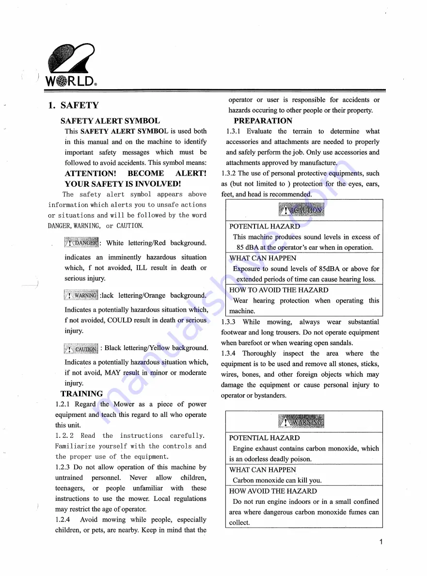 Worldlawn WY42 Operator'S Manual Download Page 6