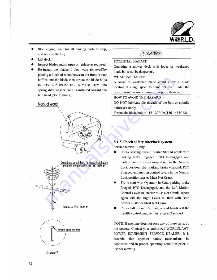 Worldlawn WY42 Operator'S Manual Download Page 17