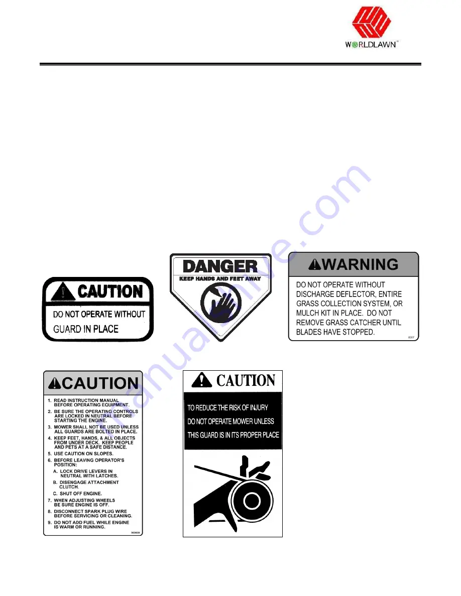 Worldlawn WYW36FS481VH Operator'S Manual Download Page 14