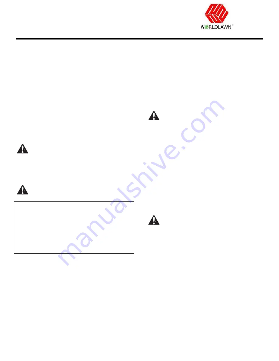 Worldlawn WYW36FS481VH Operator'S Manual Download Page 26