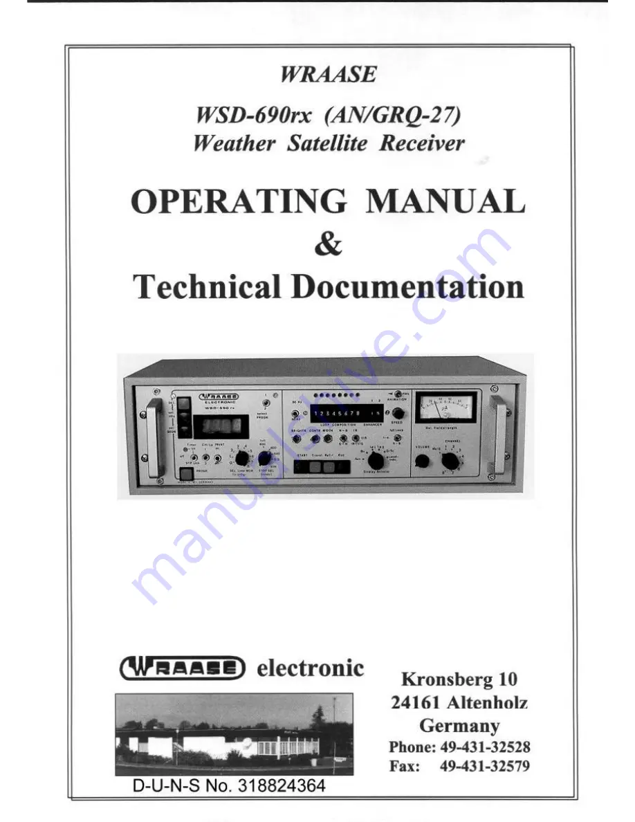 WRAASE electronic WSD-690rx Operating Manual & Technical Documentation Download Page 1