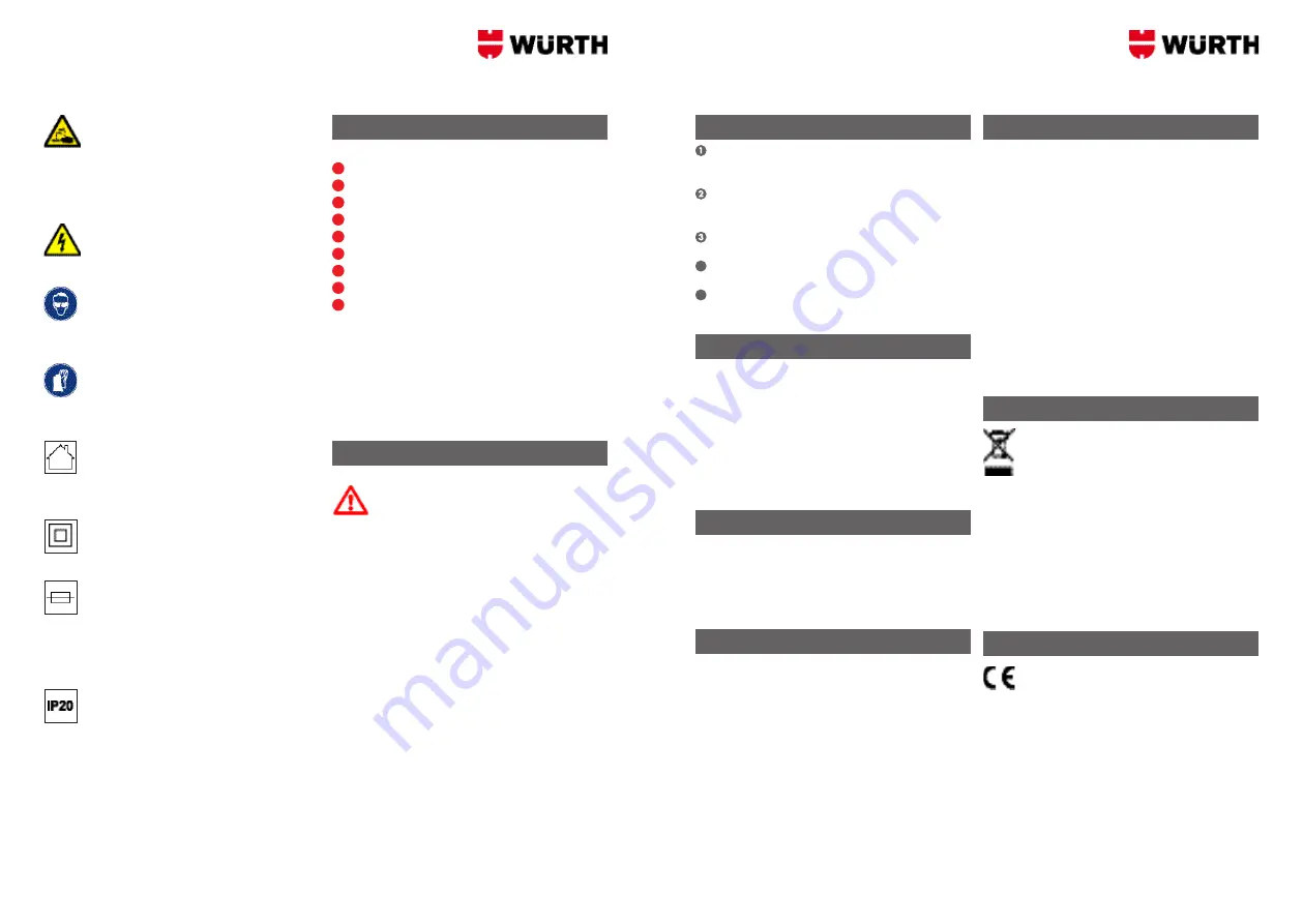 Würth 0510 955 900 Operation Manual Download Page 22