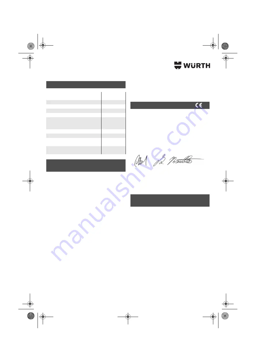 Würth 0700 622 X Скачать руководство пользователя страница 22