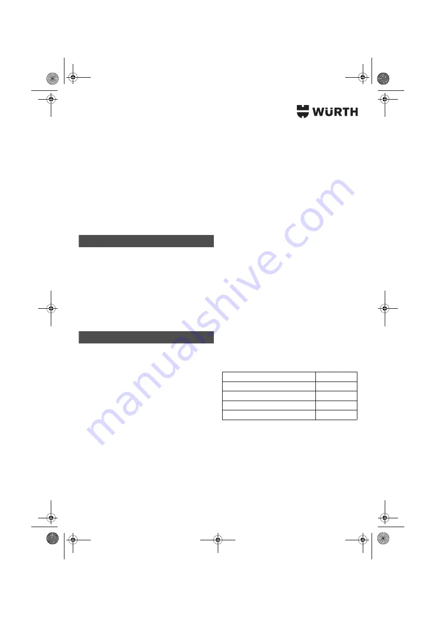 Würth 0700 622 X Translation Of The Original Operating Instructions Download Page 38