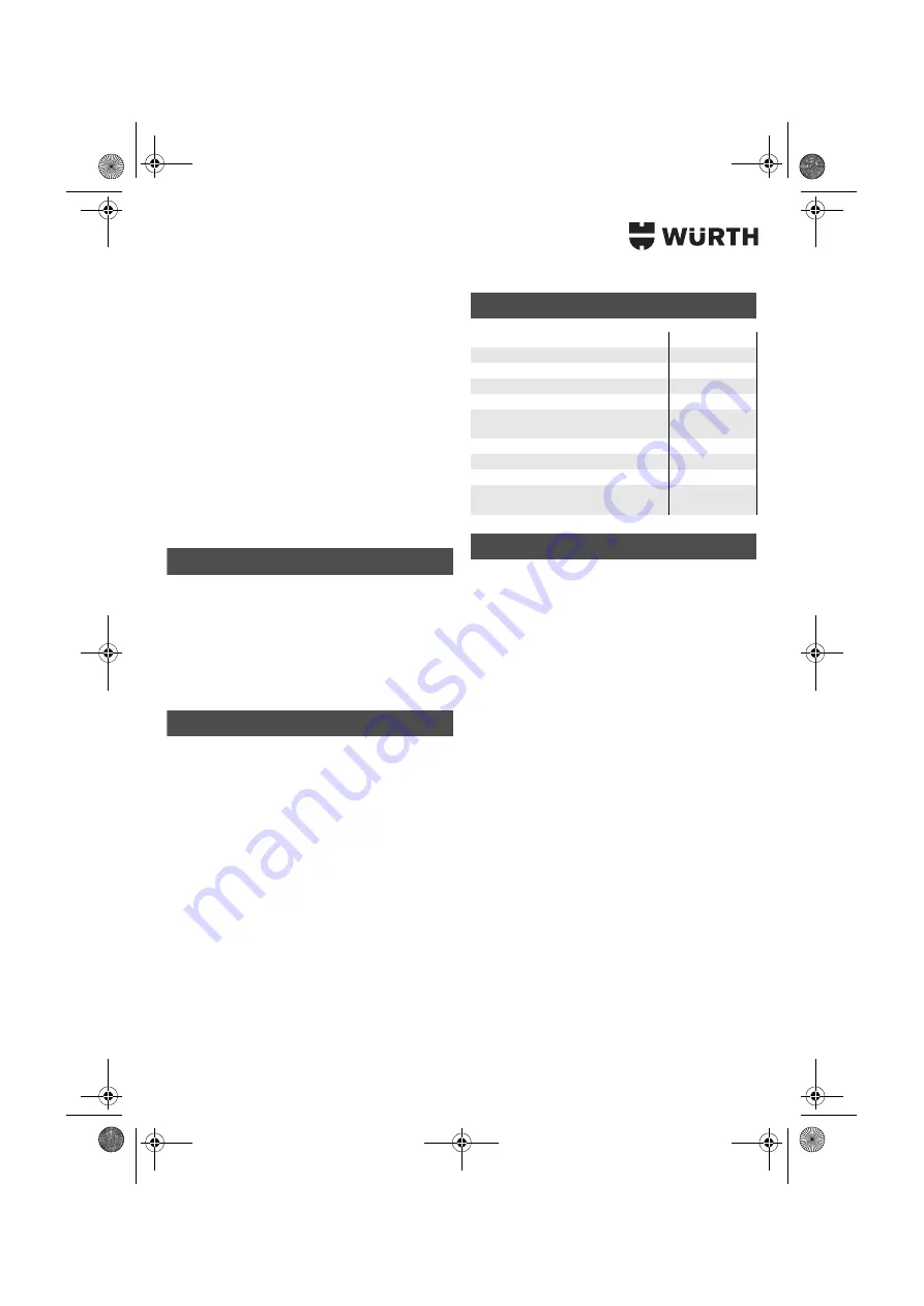 Würth 0700 622 X Translation Of The Original Operating Instructions Download Page 69