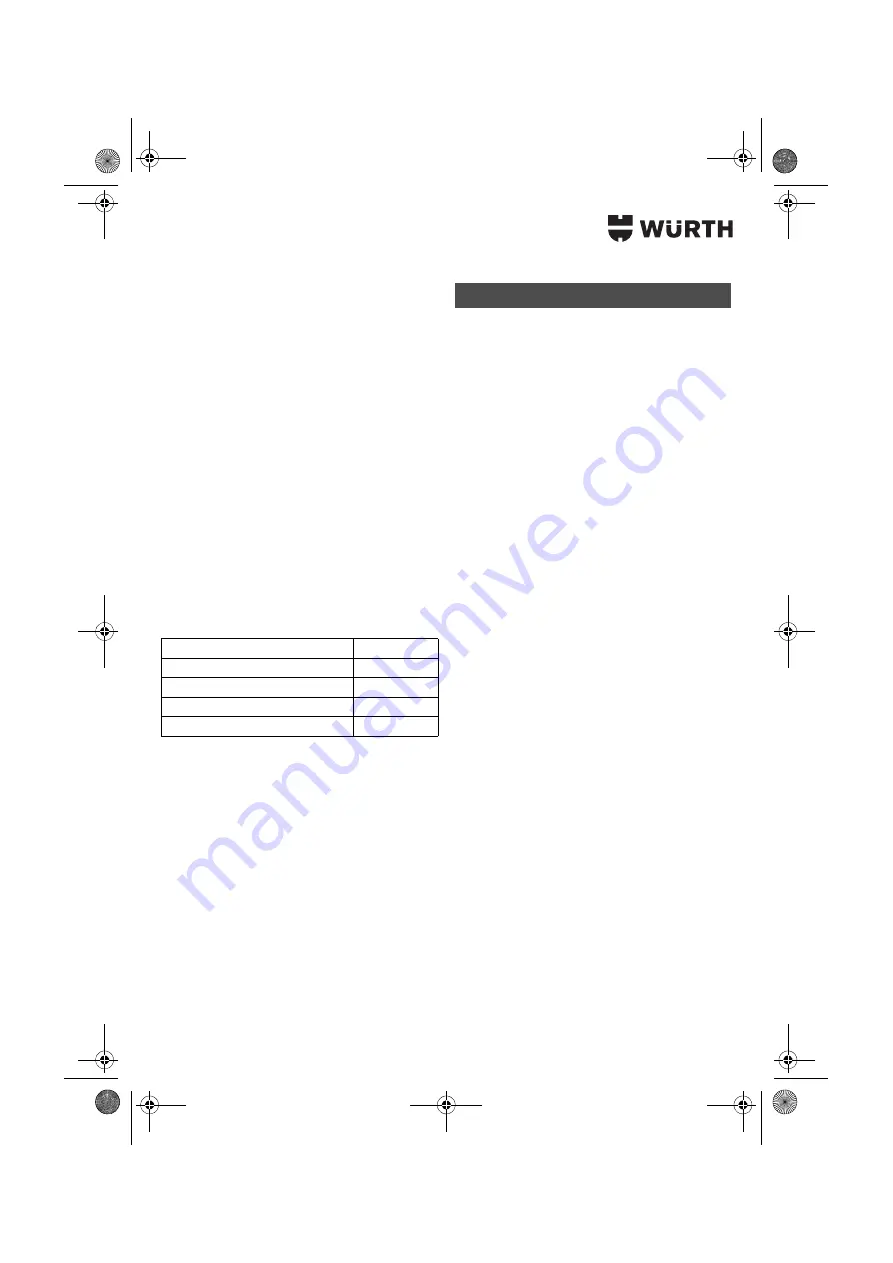 Würth 0700 622 X Translation Of The Original Operating Instructions Download Page 91