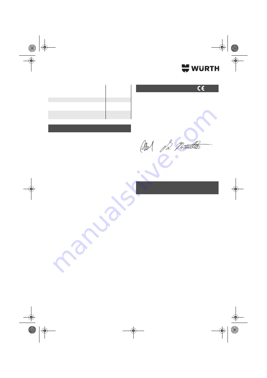 Würth 0700 622 X Translation Of The Original Operating Instructions Download Page 96