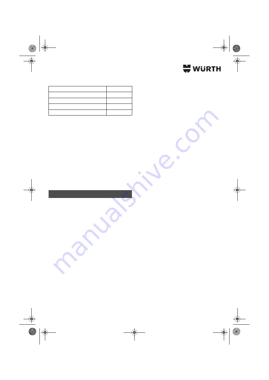 Würth 0700 622 X Translation Of The Original Operating Instructions Download Page 98