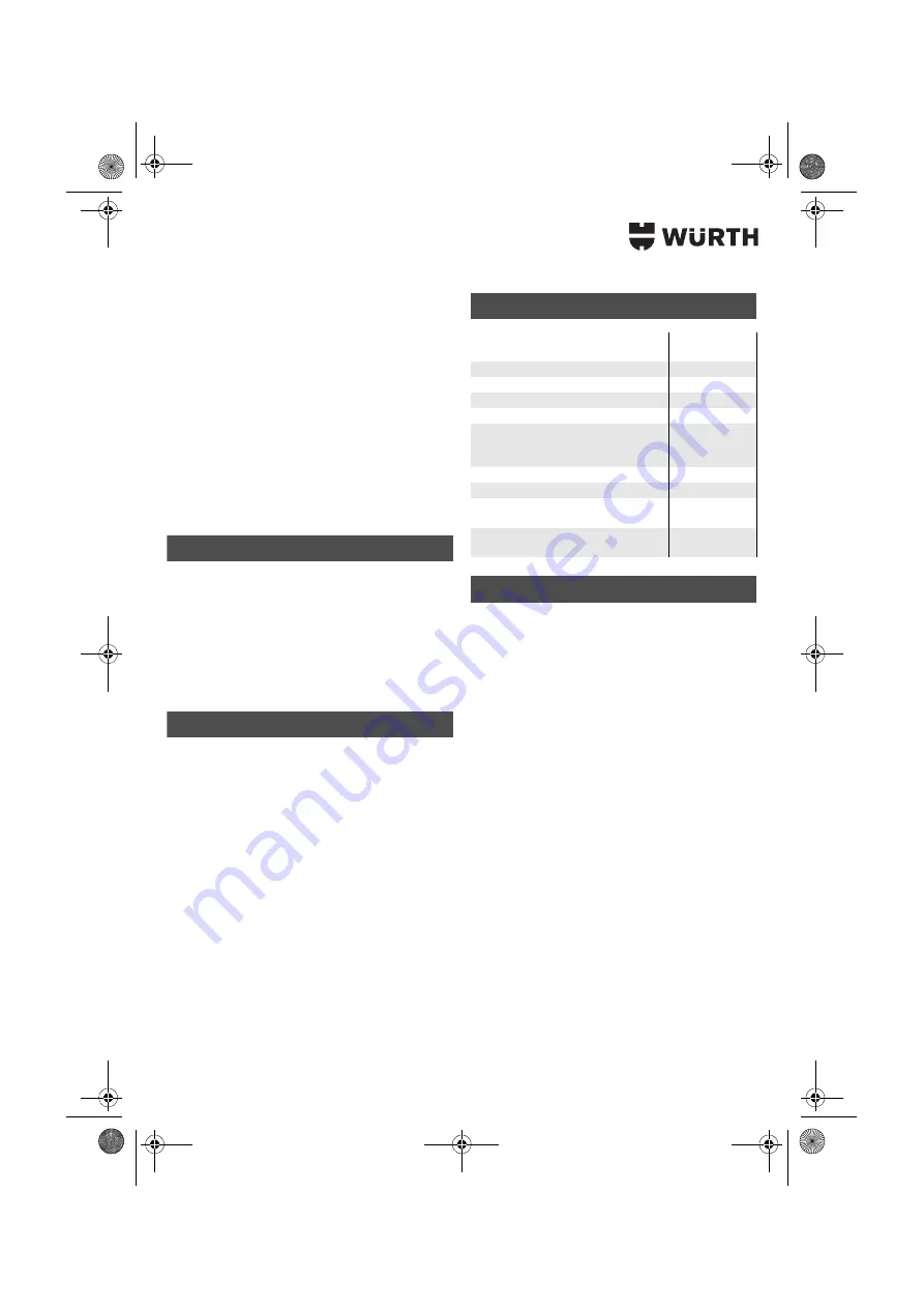 Würth 0700 622 X Translation Of The Original Operating Instructions Download Page 110