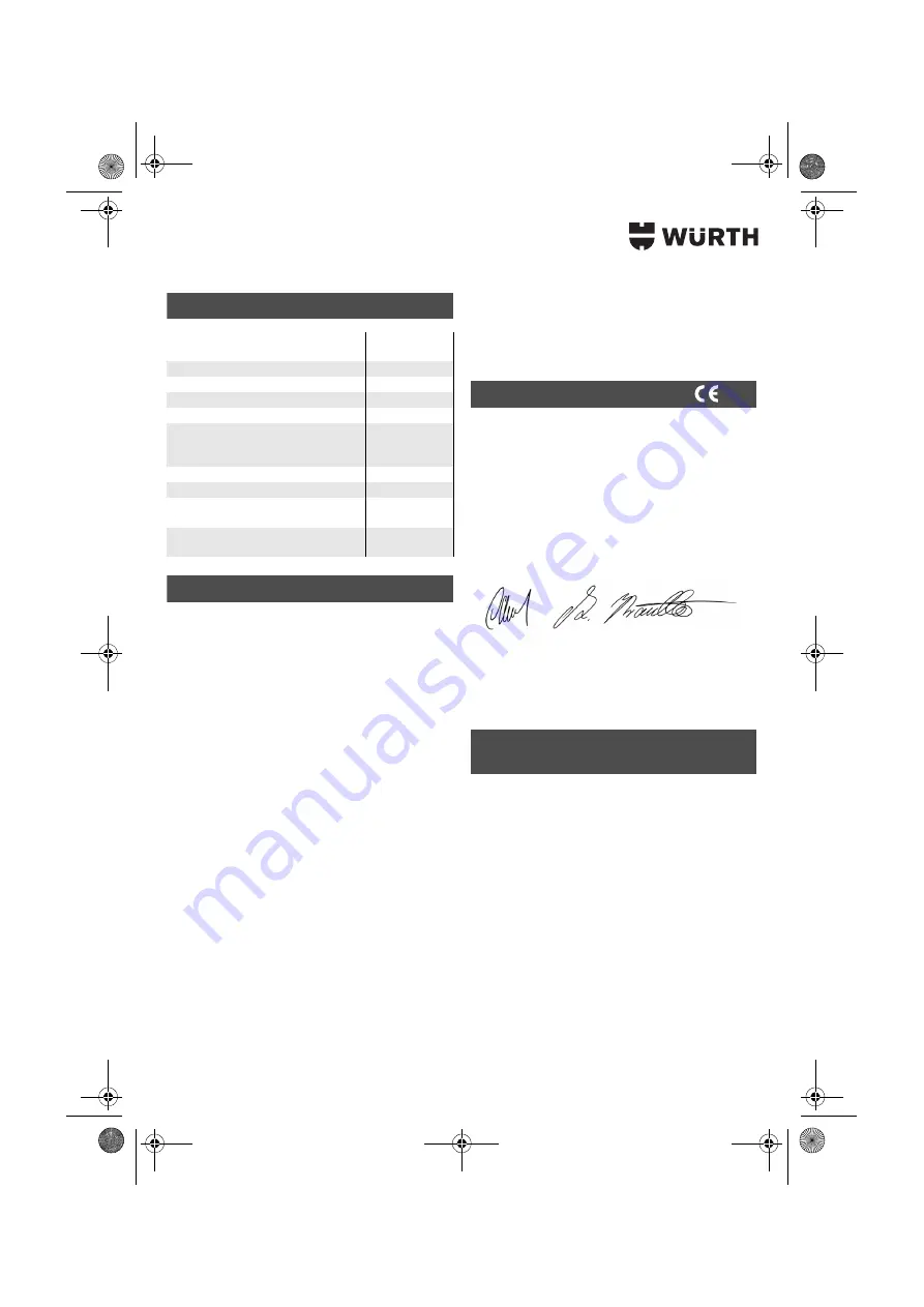 Würth 0700 622 X Translation Of The Original Operating Instructions Download Page 117