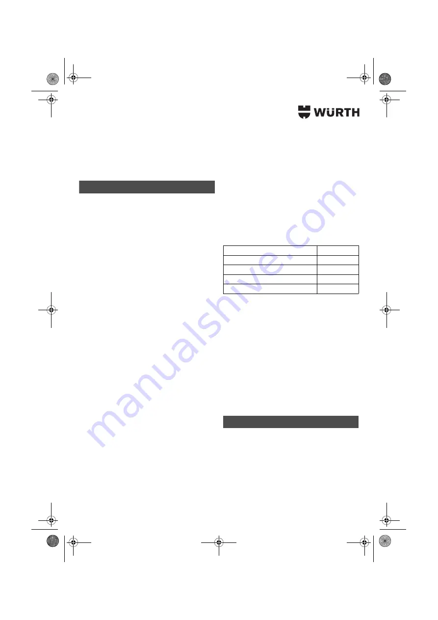 Würth 0700 622 X Translation Of The Original Operating Instructions Download Page 126