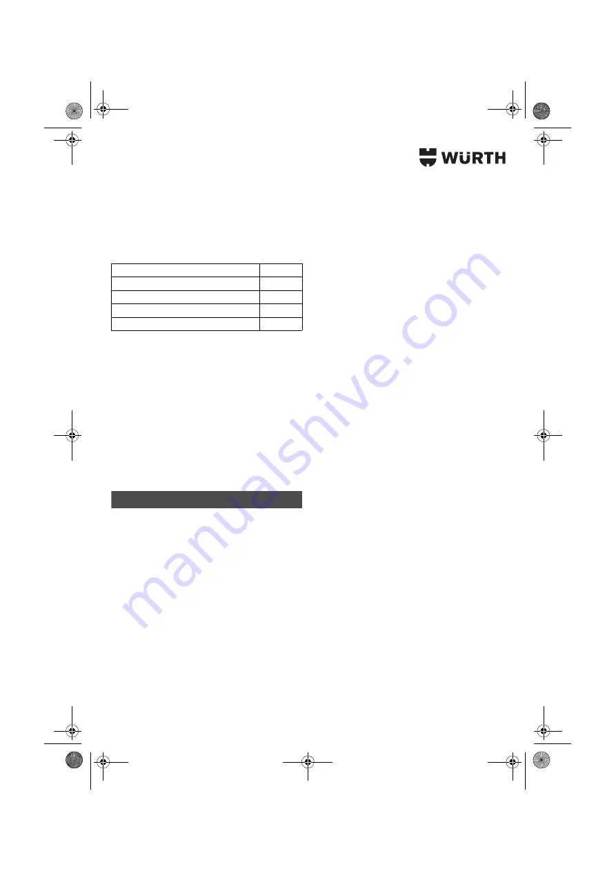 Würth 0700 622 X Translation Of The Original Operating Instructions Download Page 169