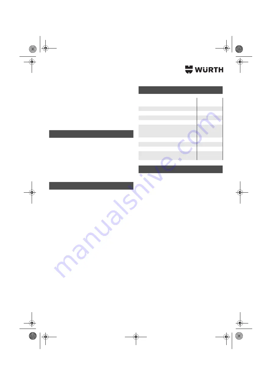 Würth 0700 622 X Translation Of The Original Operating Instructions Download Page 174