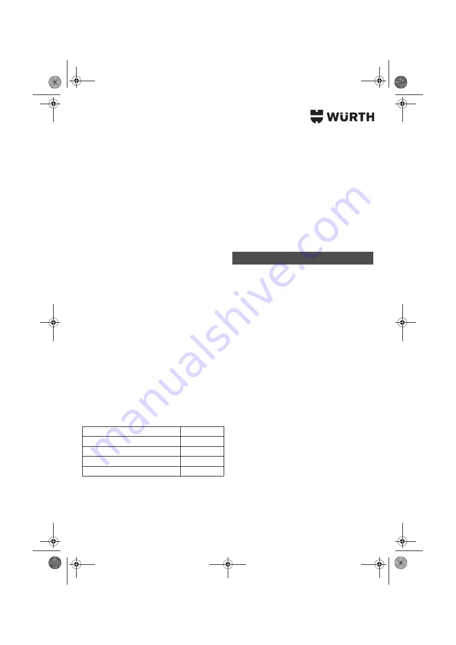 Würth 0700 622 X Translation Of The Original Operating Instructions Download Page 176