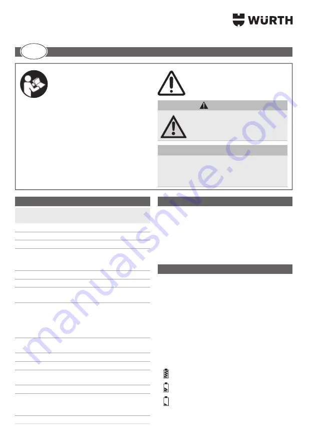 Würth 0827 820 210 Operating Instructions Manual Download Page 32