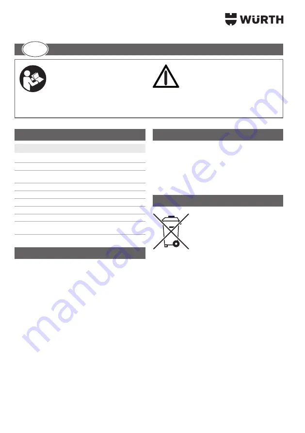 Würth 0827 940 101 Operating Instructions Manual Download Page 4