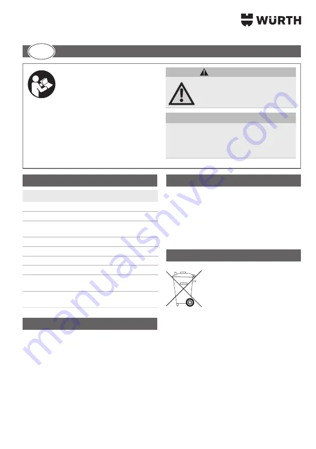 Würth 0827 940 105 Operating Instructions Manual Download Page 5