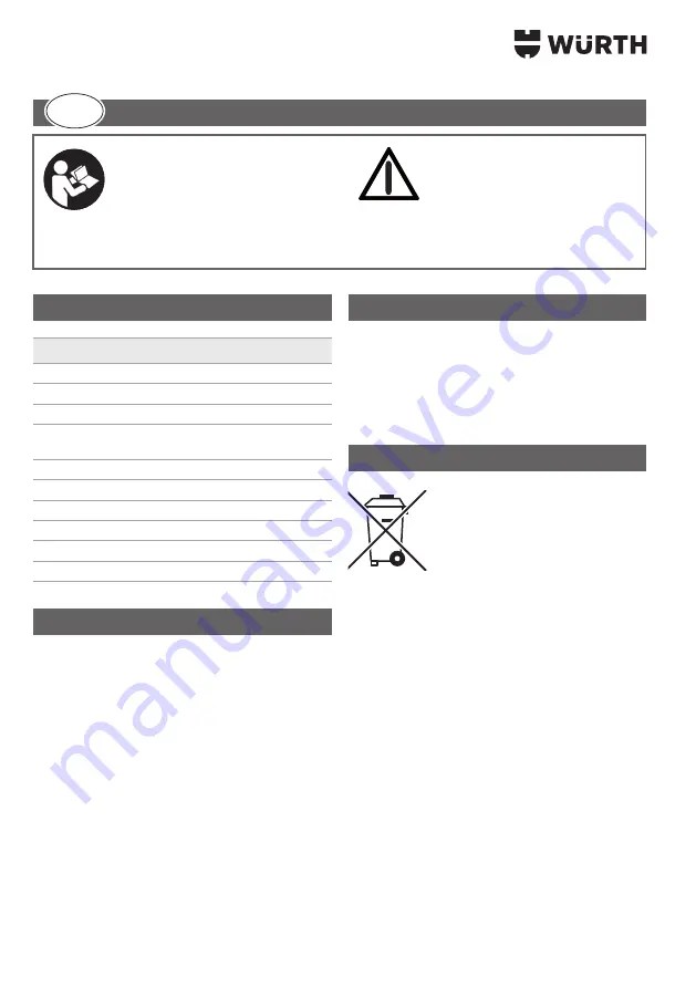 Würth 0827 940 111 Скачать руководство пользователя страница 10