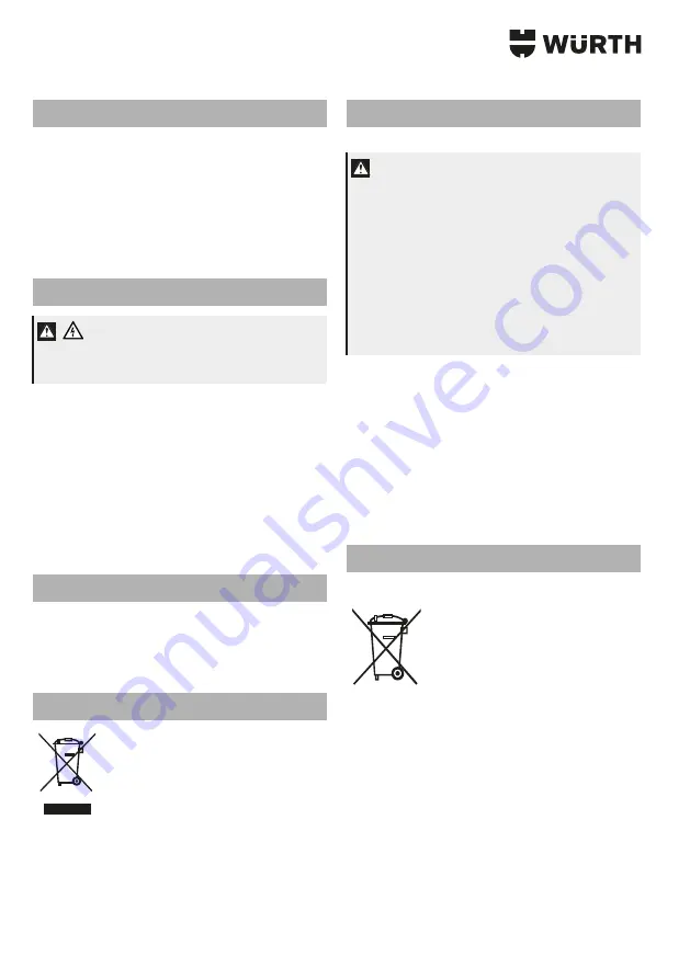 Würth 0827 981 501 Translation Of The Original Operating Instructions Download Page 52