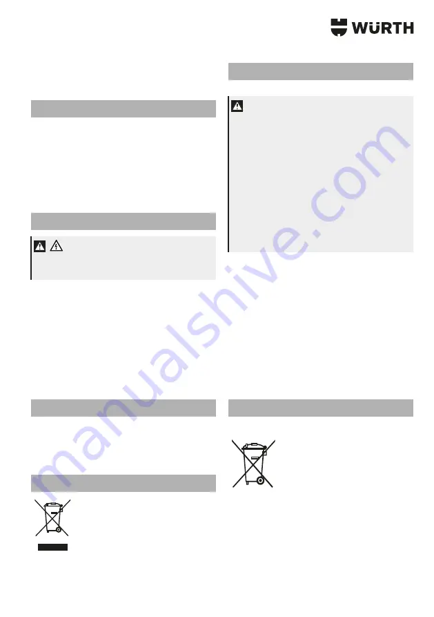 Würth 0827 981 501 Translation Of The Original Operating Instructions Download Page 77