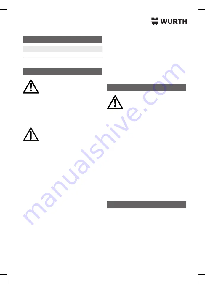 Würth 0891 385 020 Translation Of The Original Operating Instructions Download Page 57