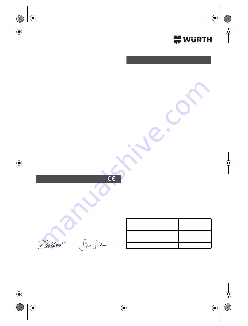 Würth SBS 12-A Translation Of The Original Operating Instructions Download Page 115