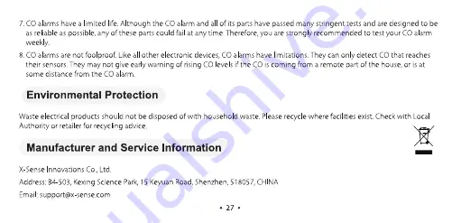 x-sense XCO1 User Manual Download Page 28